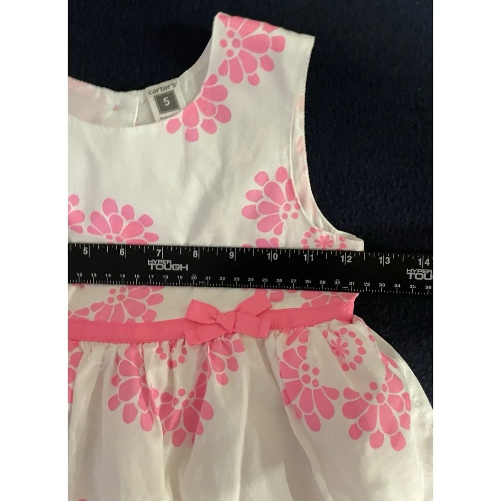 Carter's floral tiered Girls dress pink white floral bow Size‎ 5 EUC Vacation